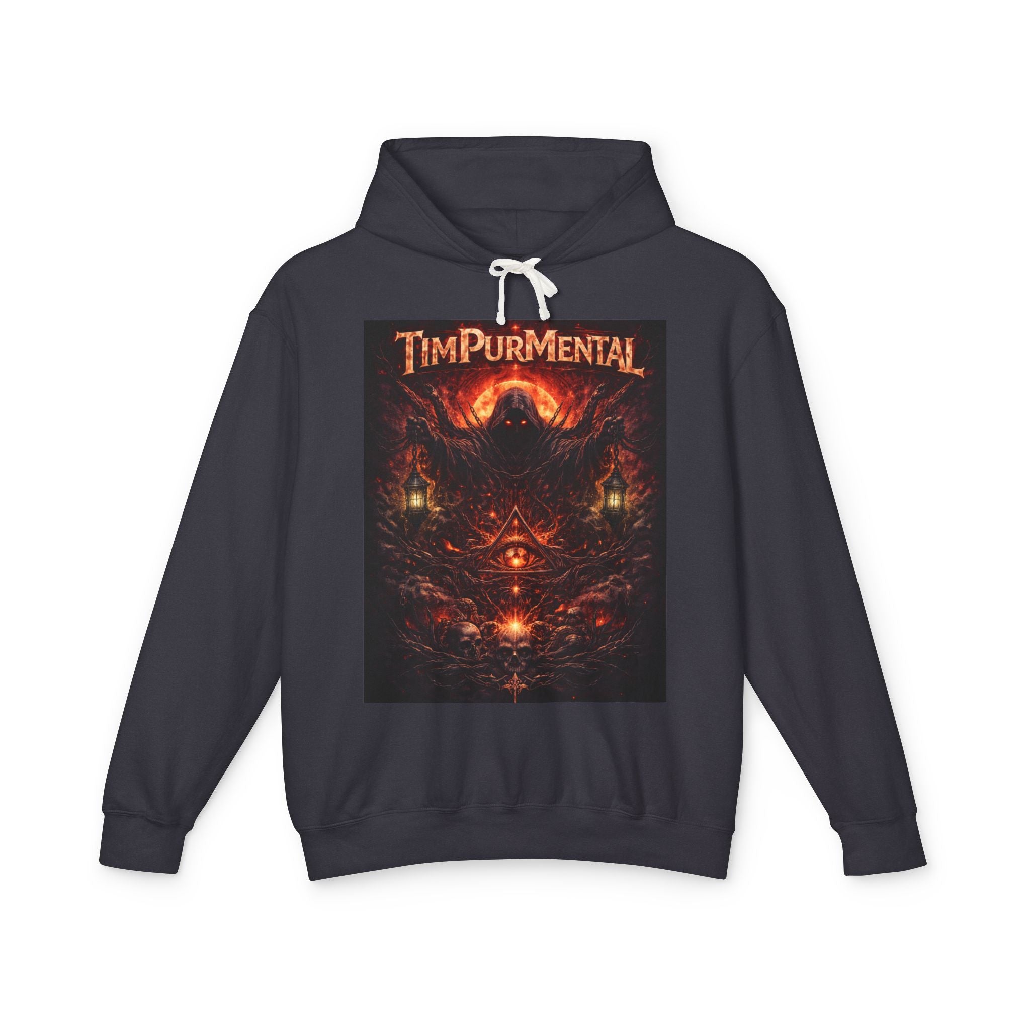 Tim Purmental dark fantasy hoodie back view — full gothic graphic artwork visible on black unisex pullover