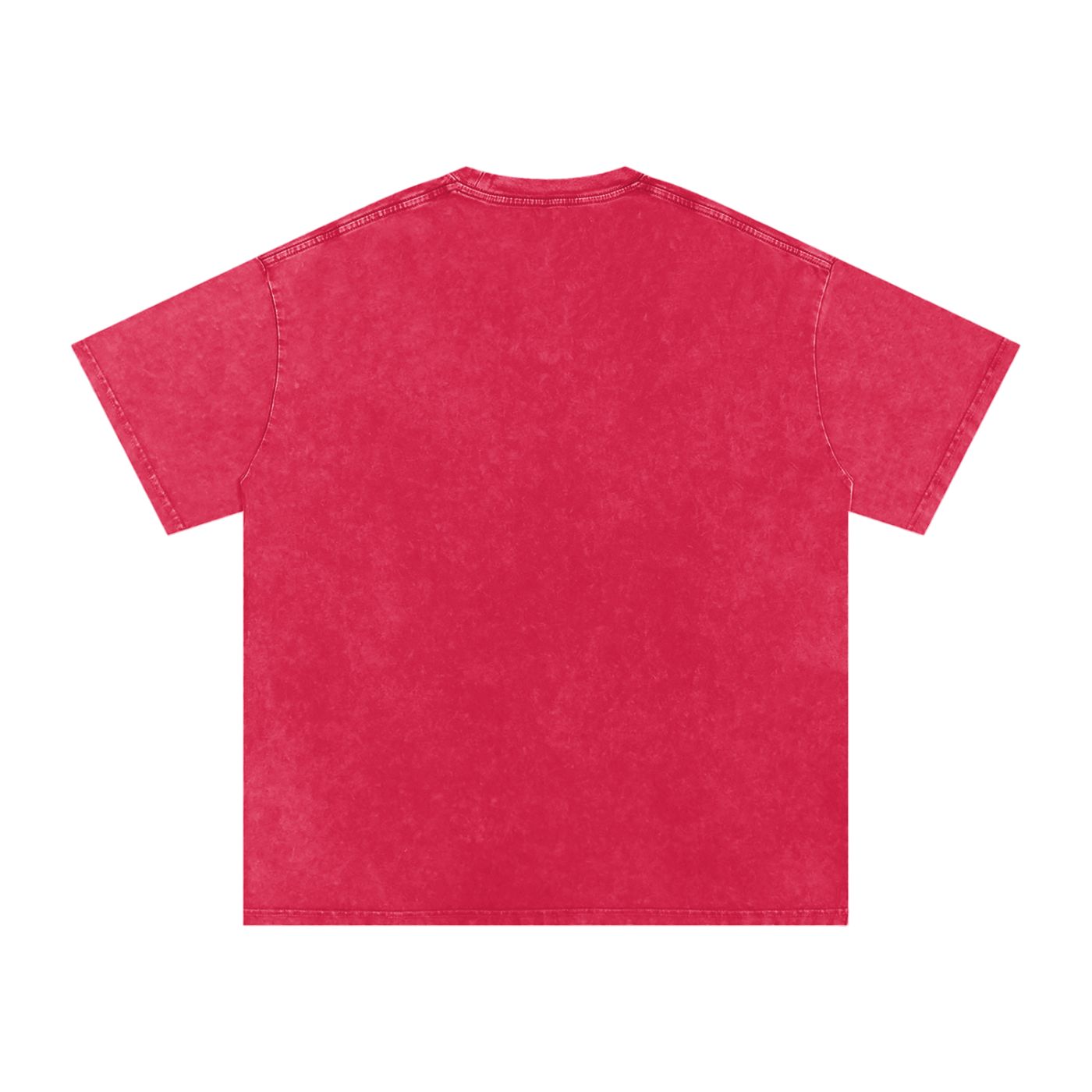 VoidForge Snow Wash Tee in Dark Red — back view showing full oversized silhouette and rich dark red snow wash