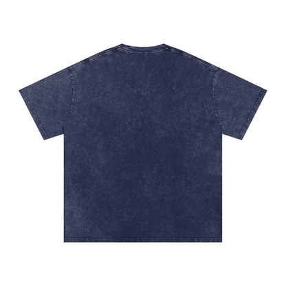 Vex Void Wraith Tee in Purple Haze — VoidForge original character with death god aura on deep purple snow washed oversized cotton tee