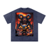Vex Void Wraith Tee in Pirate Gray — original character chest graphic with cold blue void energy and reaper shadow on charcoal snow washed oversized tee