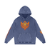 Flaming Demon Skull Hoodie in Dark Green — VoidForge VF logo front on forest green 420 GSM snow washed oversized gothic hoodie