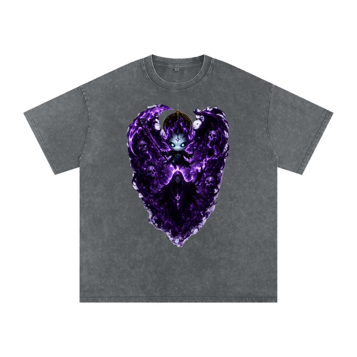 Vex Void Wraith Tee flat lay in Black — showing full Vex character chest art and oversized drop shoulder cut on premium snow wash cotton