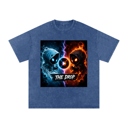 VoidForge snow wash graphic tee featuring void and ember wraith characters