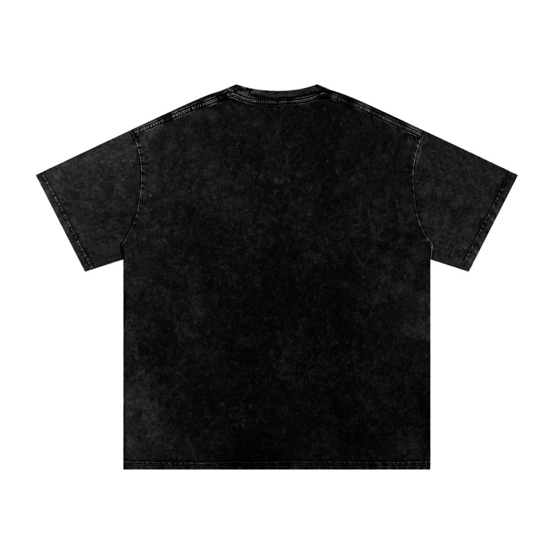 Vex Void Wraith Tee — back view showing clean black oversized drop shoulder silhouette on premium snow washed cotton