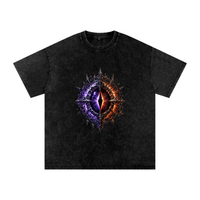 The World Eater — Vex and Kael back to back against a common enemy, void-black and ember-red graphic on an oversized snow-wash cotton tee, VoidForge Apparel.