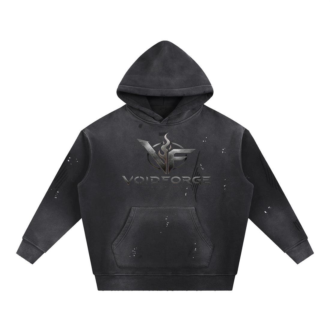 VoidForge Void Wash Hoodie — Premium Vintage Frayed Fleece
