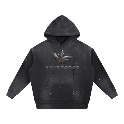 VoidForge Void Wash Hoodie — Premium Vintage Frayed Fleece