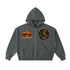 Ashborn Flame Crest Full-Zip Hoodie — close-up of VoidForge VF logo on left chest and flame crest detail on premium fleece fabric
