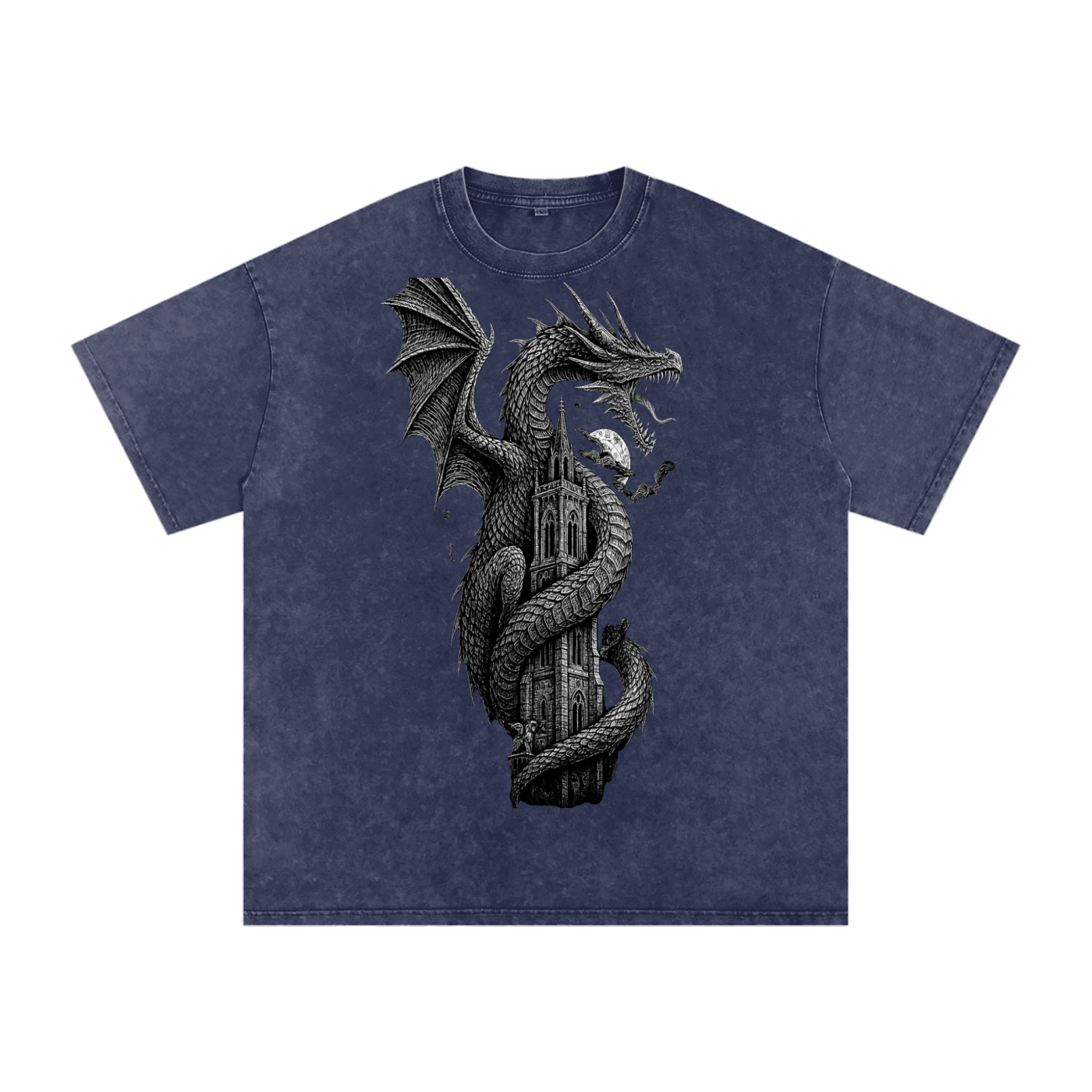 Snow Wash Tee in Water Blue — angled shot showing washed blue cotton texture and relaxed boxy oversized fit