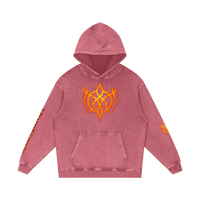 Flaming Demon Skull Hoodie in Dark Blue — VF logo front on navy snow washed 420 GSM dark fantasy gothic streetwear hoodie