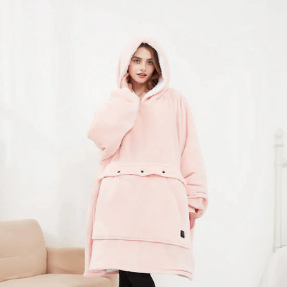 Heated Hoodie Blanket unfolded into full blanket mode — showing all-over coverage and soft plush fabric