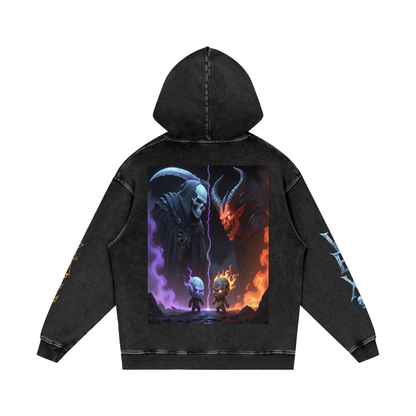 Vex x Kael Collab Hoodie — VoidForge Original Characters Premium Snow Wash