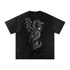 VoidForge Snow Wash Tee in Black — front view showing oversized drop shoulder fit and snow washed cotton texture