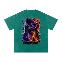 The World Eater — Vex and Kael back to back against a common enemy, void-black and ember-red graphic on an oversized snow-wash cotton tee, VoidForge Apparel.